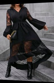 Lantern Sleeve Belted Dress