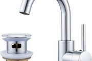 Basin Taps Mixer Single Lever Swivel Bathroom Sink Tap Chrome with Pop up Waste