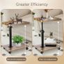 C Shaped Side Table, 360  Rotating C Table Height Adjustable (45-80cm) | 360 Rotating C Table Height Adjustable (45-80cm), Adjustable Side Table With Castors, as Storage Space for Sofa, Brown Image 5