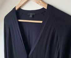 COS 100%  Wool V-Neck Cardigan Jumper with Pockets Dark Navy Blue Size S Excellent Condition