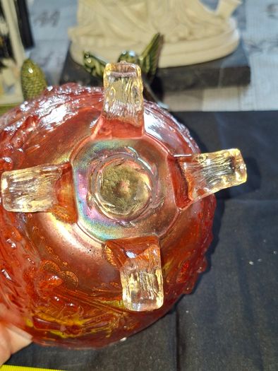1920s Marigold Carnival Glass Bowl a Thistle and Thorn design, possibly manufactured by Sowerby Glass in the 1920s, no chips or cracks,