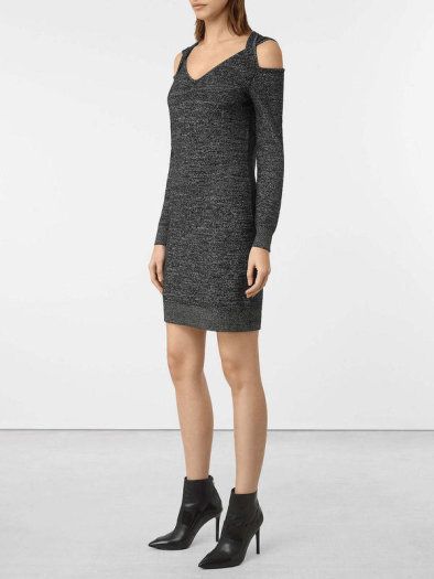 ALL SAINTS Wool Open Shoulders Knit Dress