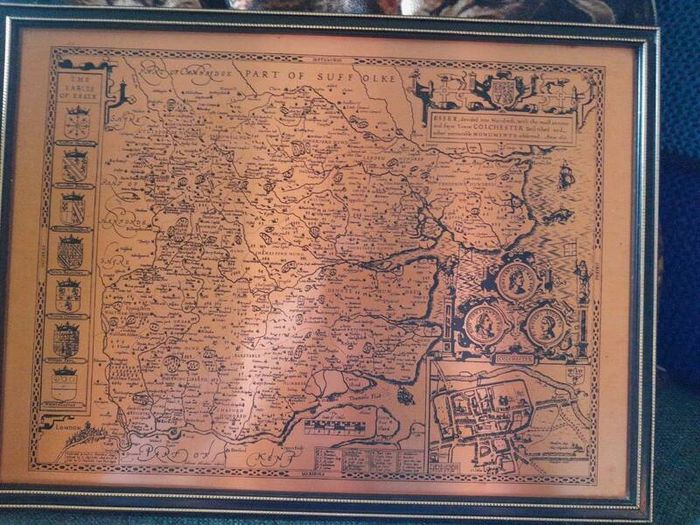 Vintage John Speed 1610 Copper  Map of Essex andJoannes Jansson Map Of The British Isles 1646