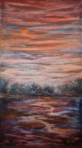 Sunset Orange Acrylic Landscape 50x90cm canvas