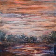 Sunset Orange Acrylic Landscape 50x90cm canvas