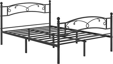 Double bed frame in metal White double bed frame, bed frame, metal bed frame, guest bed, for adults, children, easy installation, for small rooms, white