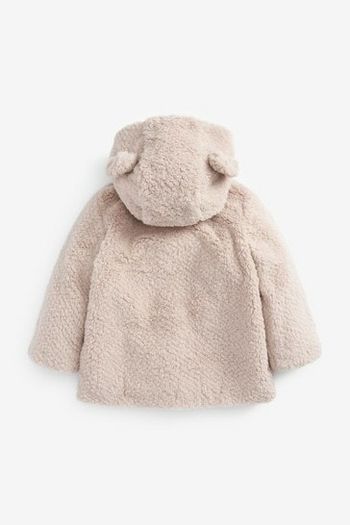Cosy Pink girls coat with ears on hood size 5-6