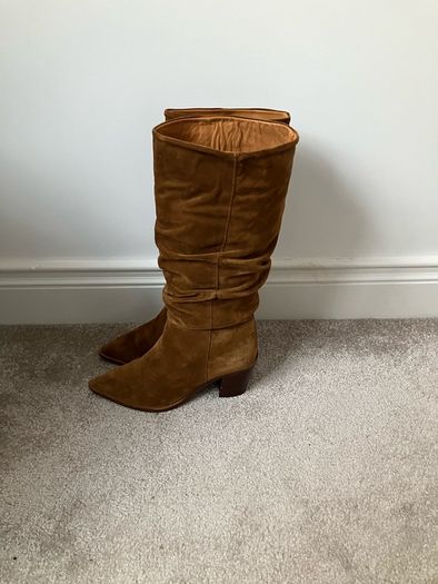 Suede slouch boots