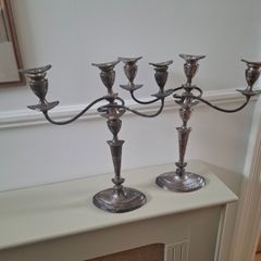 Stunning pair Georgian / Regency candelabra candle sticks silver plated on copper. can be converted in to single candlesticks.