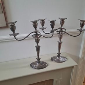 Stunning pair Georgian / Regency candelabra candle sticks silver plated on copper. can be converted in to single candlesticks.