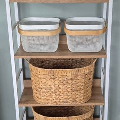 Natural shelving with basket storage unit set