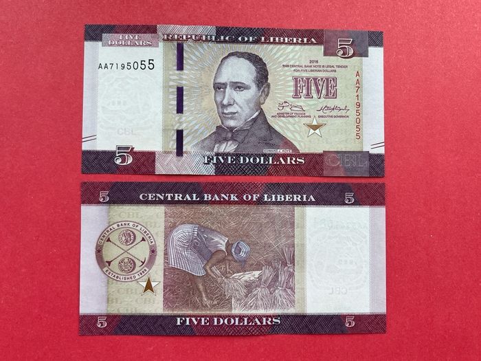 Liberia  5 Dollars  2016  ( uncirculated )