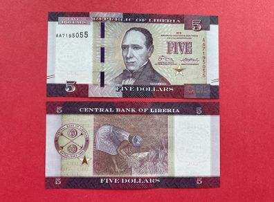 Liberia  5 Dollars  2016  ( uncirculated )