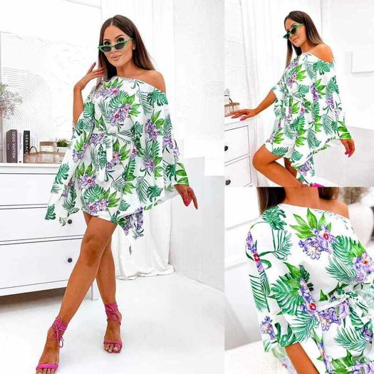 Floral Dress, Green And Purple