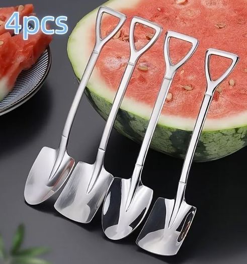 4pcs Premium Stainless Steel Watermelon & Shovel Cutlery Set, new.