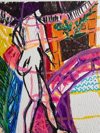 Original Art  Figurative Art Fauvist original Drawing