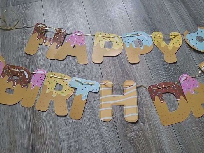 Happy birthday donut party banner