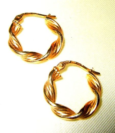 Pristine 9ct Gold 1" Twisted Rope Hoop Earrings