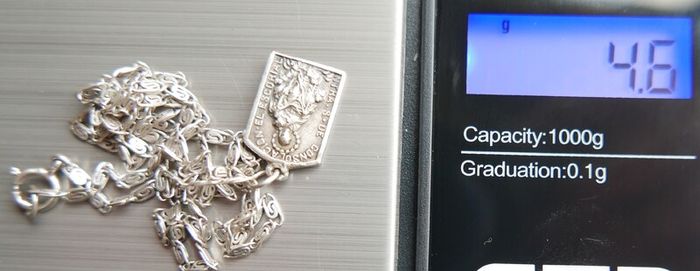 Vintage Catholic Pendant on Sterling Silver 925 Necklace length 20" - 4,6g