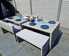 Outdoor Extending Dining Set - Grey Rattan