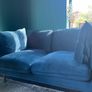 3+2 Seater navy blue Velvet Sofa Suite + footstool Image 3