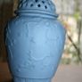 Large Blue Jasperware Vase. 1970s. H-7" Image 6