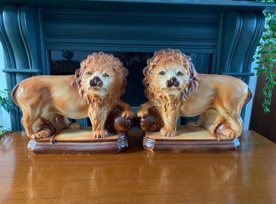 Antique Pottery Lions