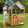 Mud Kitchen for Kids Outdoor, Kids Kitchen Playset with Canopy, Gardening Tools, Chalkboard, Flower Pot, Cookingware, Removable Water Tank, for Boys and Girls 3+, Solid Fir Wood Image 9