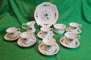 Vintage Royal Tara Blue Corn Flower / Blue Cornflower Tea Set | Fine Irish Bone China with Gold Trim