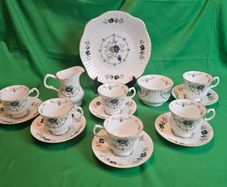 Vintage Royal Tara Blue Corn Flower / Blue Cornflower Tea Set | Fine Irish Bone China with Gold Trim