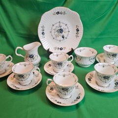 Vintage Royal Tara Blue Corn Flower / Blue Cornflower Tea Set | Fine Irish Bone China with Gold Trim