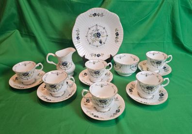 Vintage Royal Tara Blue Corn Flower / Blue Cornflower Tea Set | Fine Irish Bone China with Gold Trim