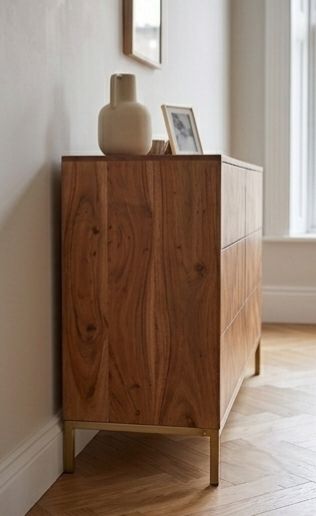 Swoon Norrebro 6 Drawer Chest  Mint Condition Solid Acacia & Brass (Mid Century / West Elm Style)