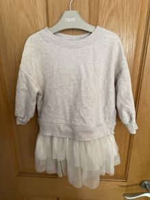 NEXT girls Cream coloured sweater/mesh dress aged 2-3 years