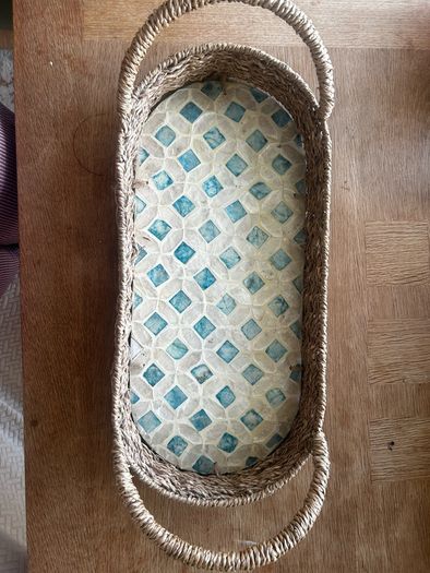 Woven Seagrass Serving Tray with Handles
