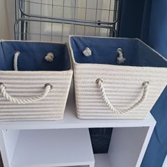 2 x striped baskets