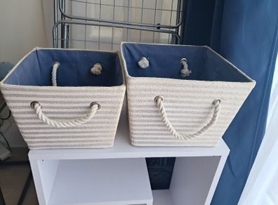 2 x striped baskets