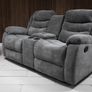 New 3+2 Grey Fabric Recliner Sofa With Cupholders Image 2