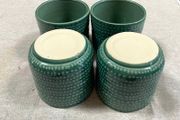 Green shade ceramic flower pots (2 lots)