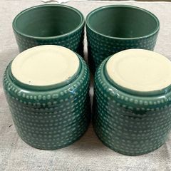 Green shade ceramic flower pots (2 lots)