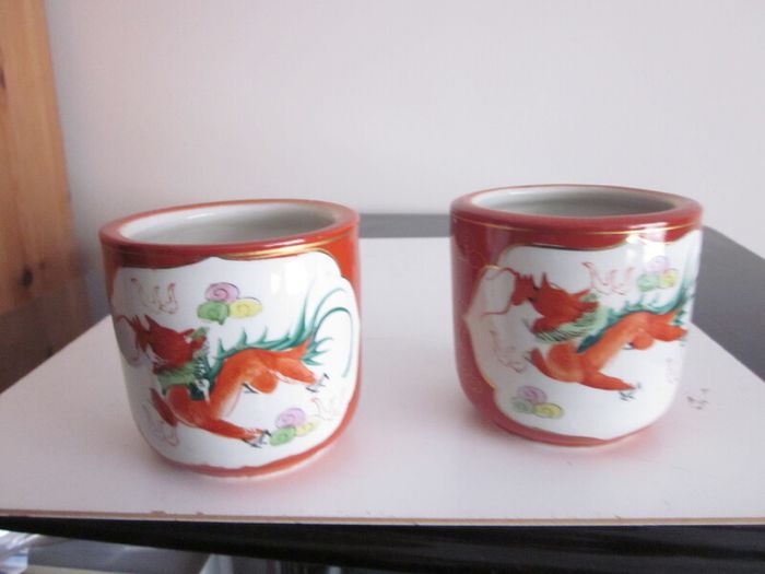 Pair Dragon and Phoenix Ceramic Incense  Burner
