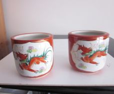 Pair Dragon and Phoenix Ceramic Incense  Burner