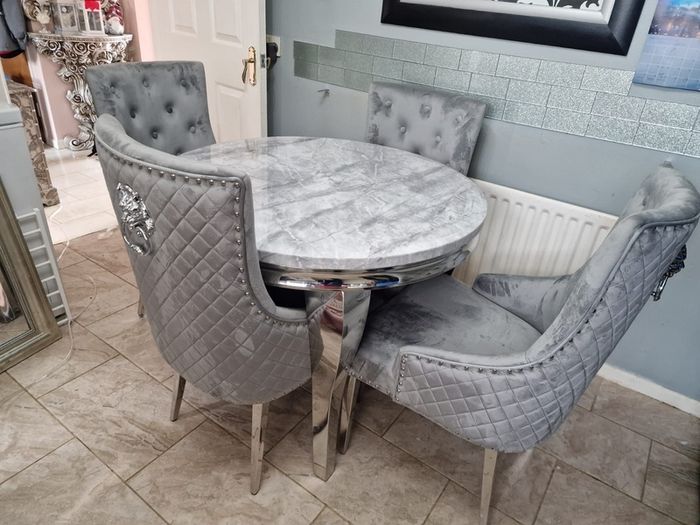 Marble Kitchen Dining Table With 6 Chairs