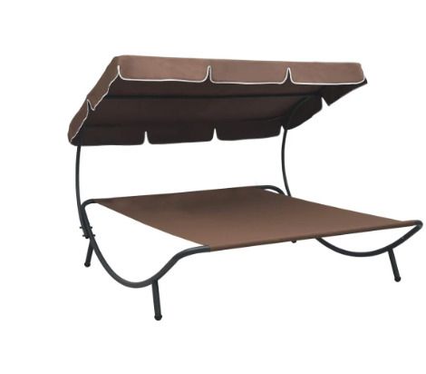 BRAND NEW 200 x 173 x 135 cm Sun Lounger Outdoor Daybed with Awning Beach Chair for Campsite Backyard Furniture Chairs Weather Resistance