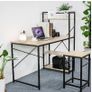 BRAND NEW Modern Style Computer Desk with 4 Tiers Bookshelf for Home Office Studying Living Room Furniture Image 2