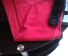 Red Hood Scarf with Black Faux Fur BNWOT