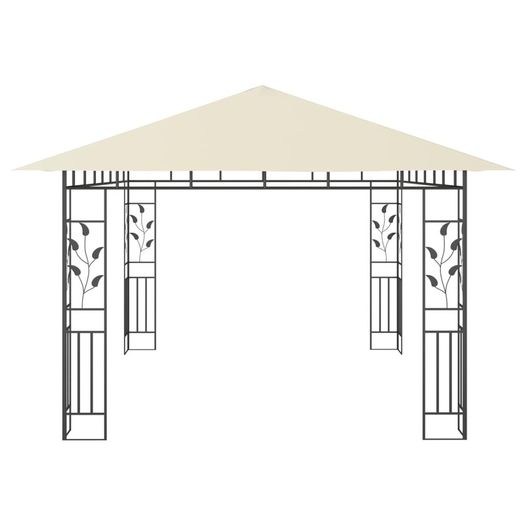 Gazebo with Mosquito Net and String Lights 4x3x2.73 m Cream 180 g/m Sq