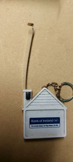 Vintage bank of Ireland measurement tape key ring , unusual novelty item ,,price includes post to anywhere in Ireland thank you, or if buyer collects cheaper, used condition see pictures for condition ,sold as seen