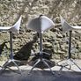 80s "Fasem" Italy, trio of leather & chrome barstools Image 2
