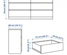MALM Chest of 6 drawers, white, 160x78 cm WHITE